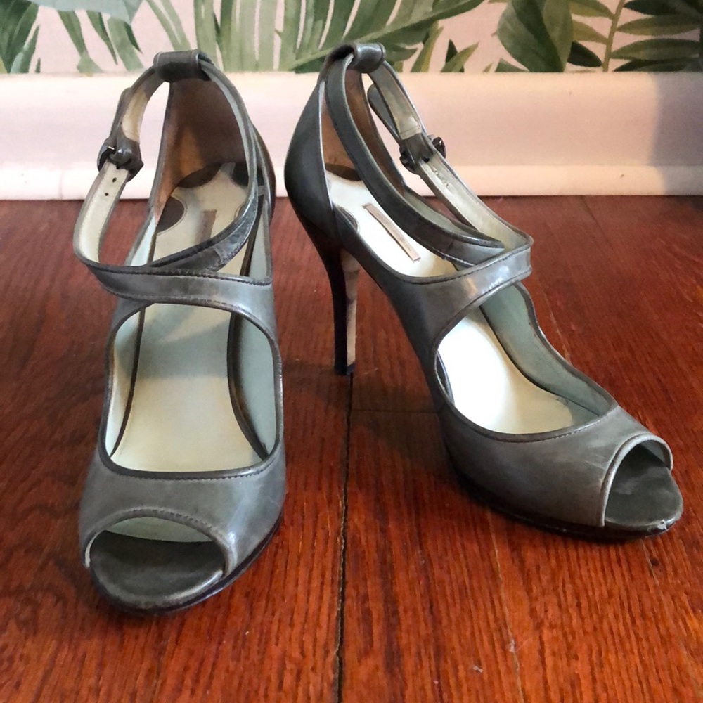 Max Studio leather strappy peep toe heel